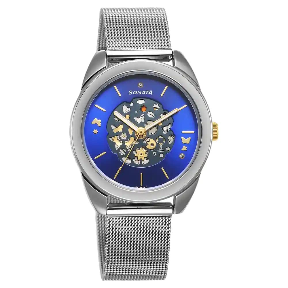 Sonata Unveil Quartz Multifunction Blue Dial Stainless Steel Strap Watch for Women-8182BM02 (B0BZPSSFVP) Amazon Price History, Amazon Price Tracker