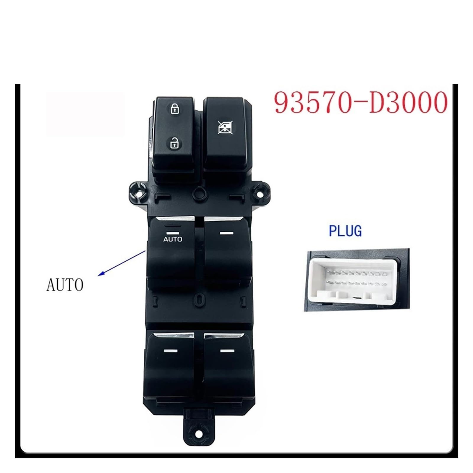 Interruptor De Elevalunas Eléctrico Para Hyundai Tucson 2016-2019 - Botón AUTO, Referencia 93570-D3000, Compatible Con Ventana Principal