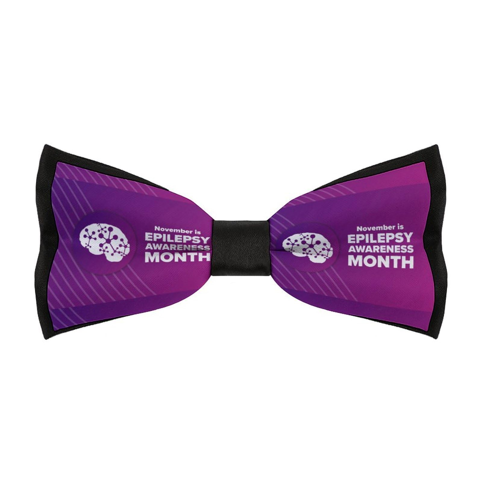 JYYAU November Is National Epilepsy Awareness Month Bow Tie Adjustable Necktie For Men Business Fashion Pre-tied Tie Neckwear Novelty Accessory For Weddings Party Festival