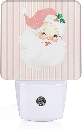 Mvirnsw Luz nocturna LED de Papá Noel vintage rosa rubor enchufable a la pared con sensor de atardecer a amanecer para niñas, niños, mujeres,