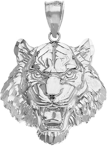 Claddagh Gold Elegante collar con colgante de cabeza de tigre rugiente (pequeño)