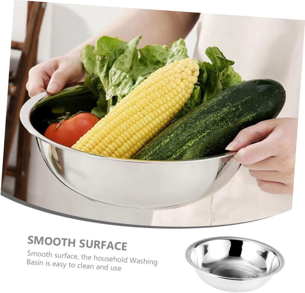 Cabilock 2pcs Stainless Steel Vegetable Washing Basin Thickened Material for Household Use Multi-purpose Kitchen Wash Basin for Fruits Vegetables Rice