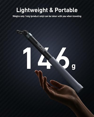 Miniatura 2 de TELESIN Selfie Stick largo poste invisible para GoPro (47.2 pulgadas), fibra de carbono impermeable extensión monopie para Go Pro 13 12 11 10 9 8