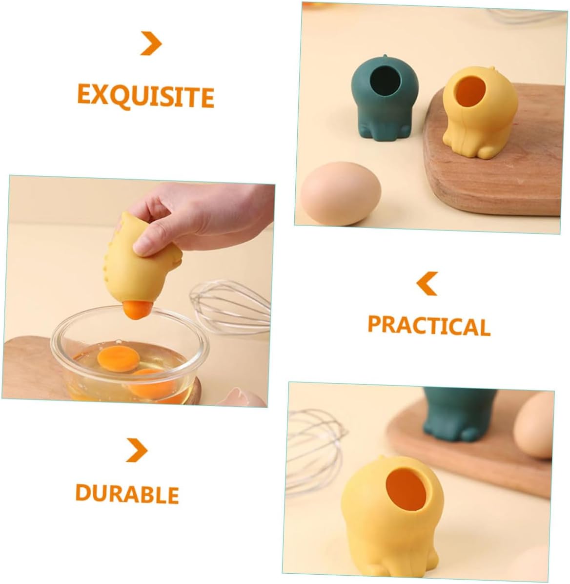 2Pcs Cartoon Silicone Egg Yolk Separator Flexible Egg White Separator Kitchen Tool for Easy Cooking Bright Design and Convenient for Home Use