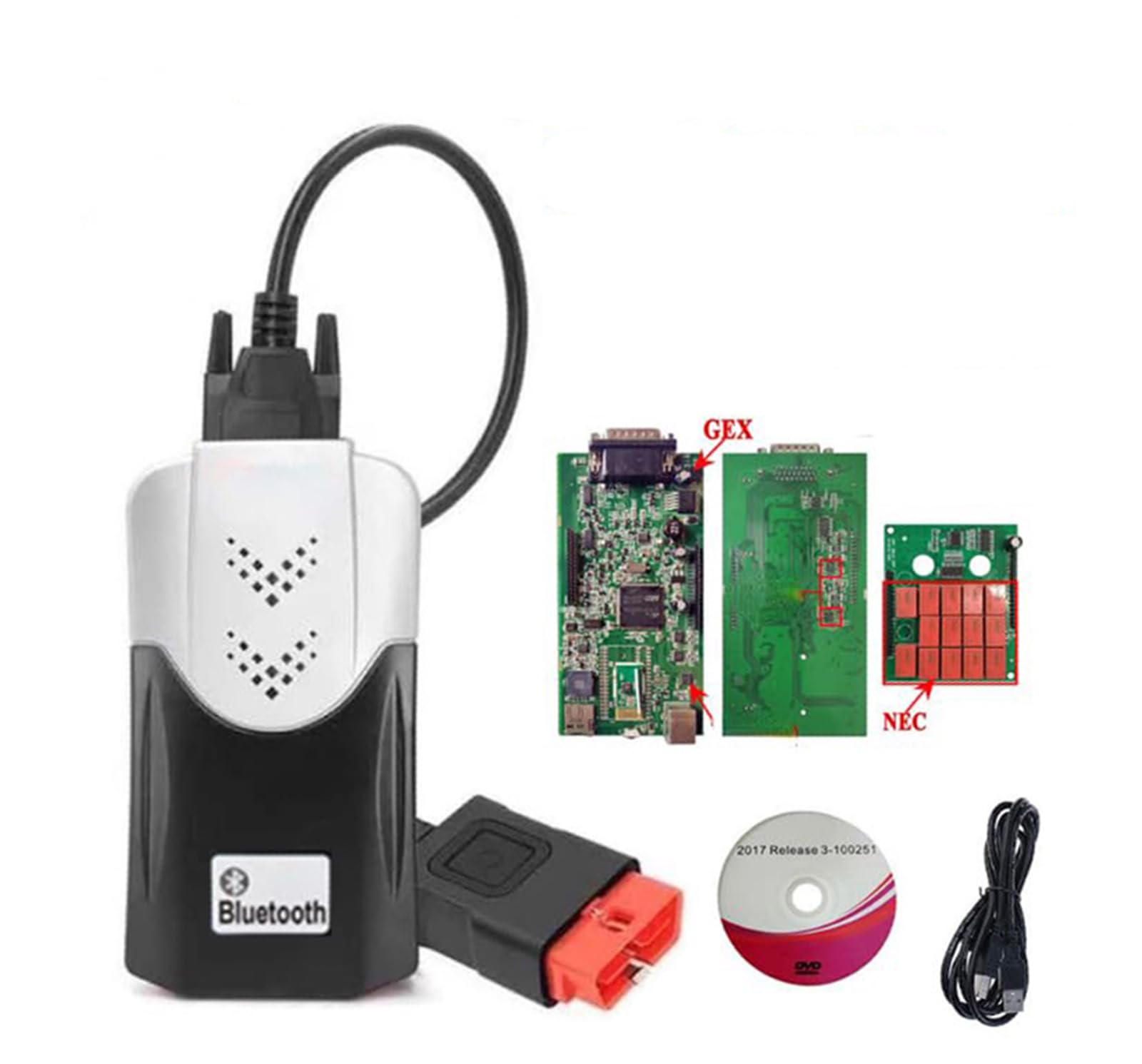 2021.11 Herramienta de diagnóstico de Placa PCB Dual,Equipo de diagnóstico a Bordo, Escáner,2020.23 VD150 Interfaz Auto OBD, Sistema de Motor OBD-II, Lector de código OBD2 para Coches/Camiones