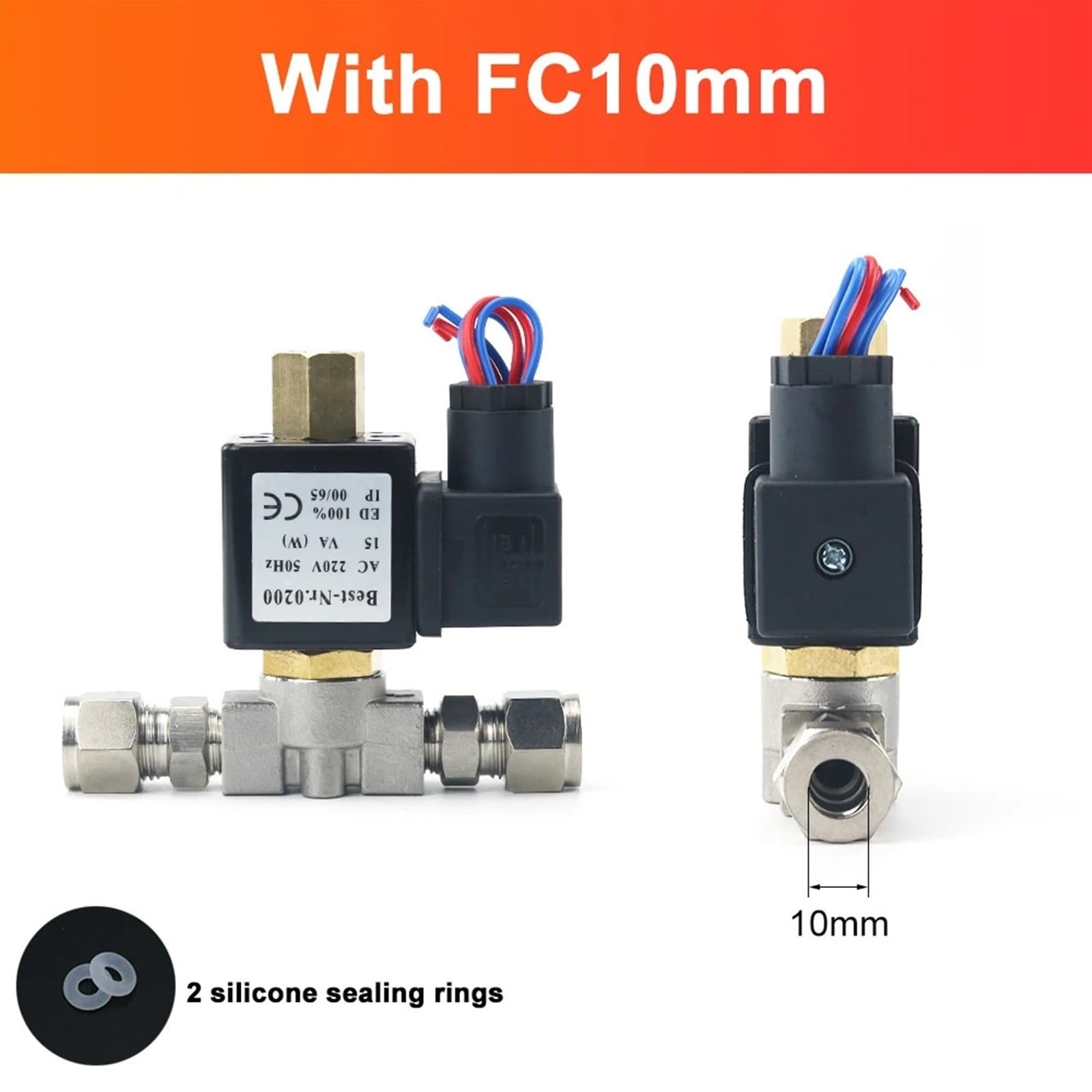 Zawór elektromagnetyczny ze stali nierdzewnej 304 1/4" normalnie otwarty, rura przyłączeniowa do rur olejowo-kwasowych 2-drożny DSJ-M YDF-LOK CA 220V DC 12(with 2Clamp, AC220V)