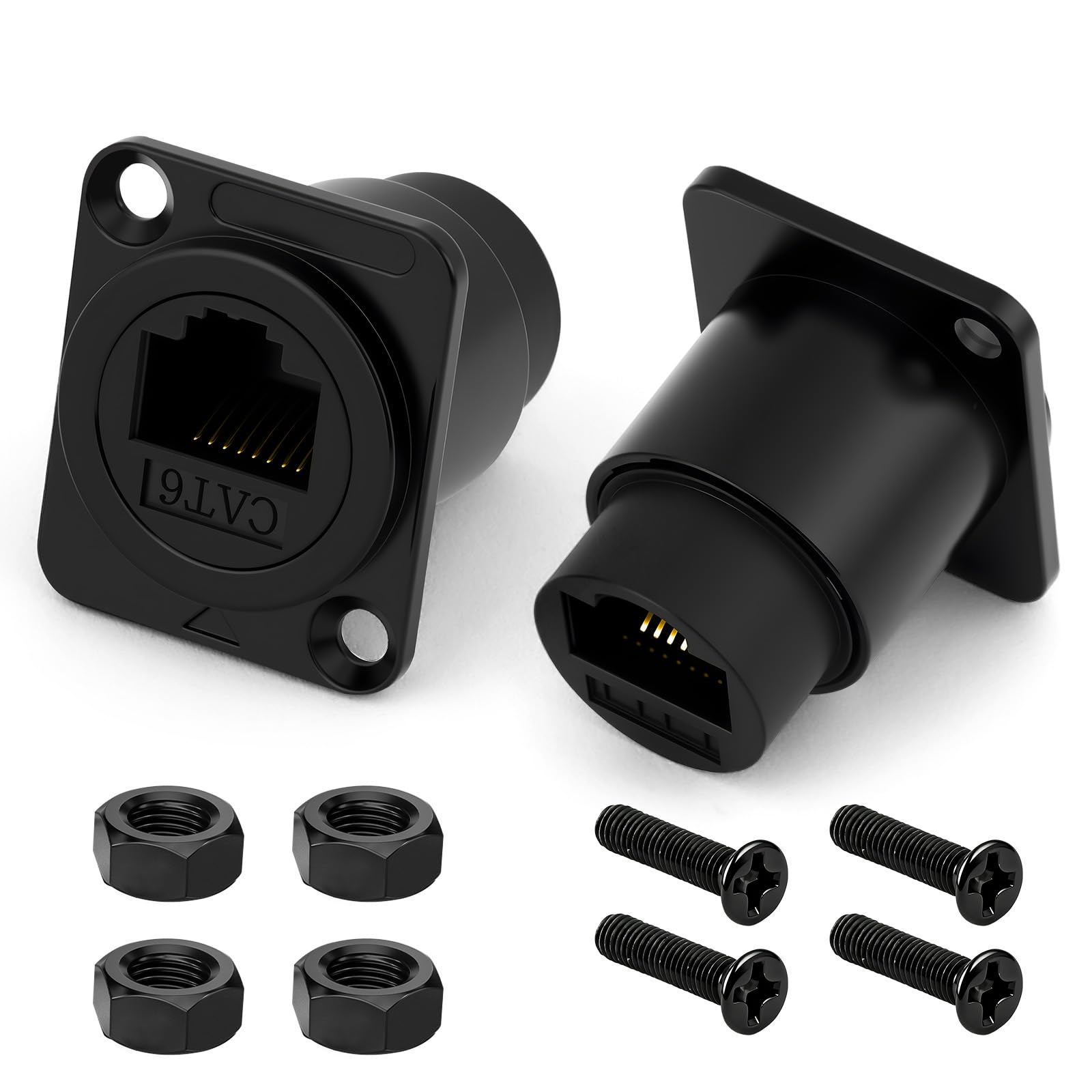 OFFCUP Moduł wtykowy RJ45, 2 szt. stałego modułu przelotowego CAT6/CAT5E, CAT5, RJ45, gniazdo sieciowe, do montażu panelowego, nadaje się do komputerów, telewizorów, tabletów