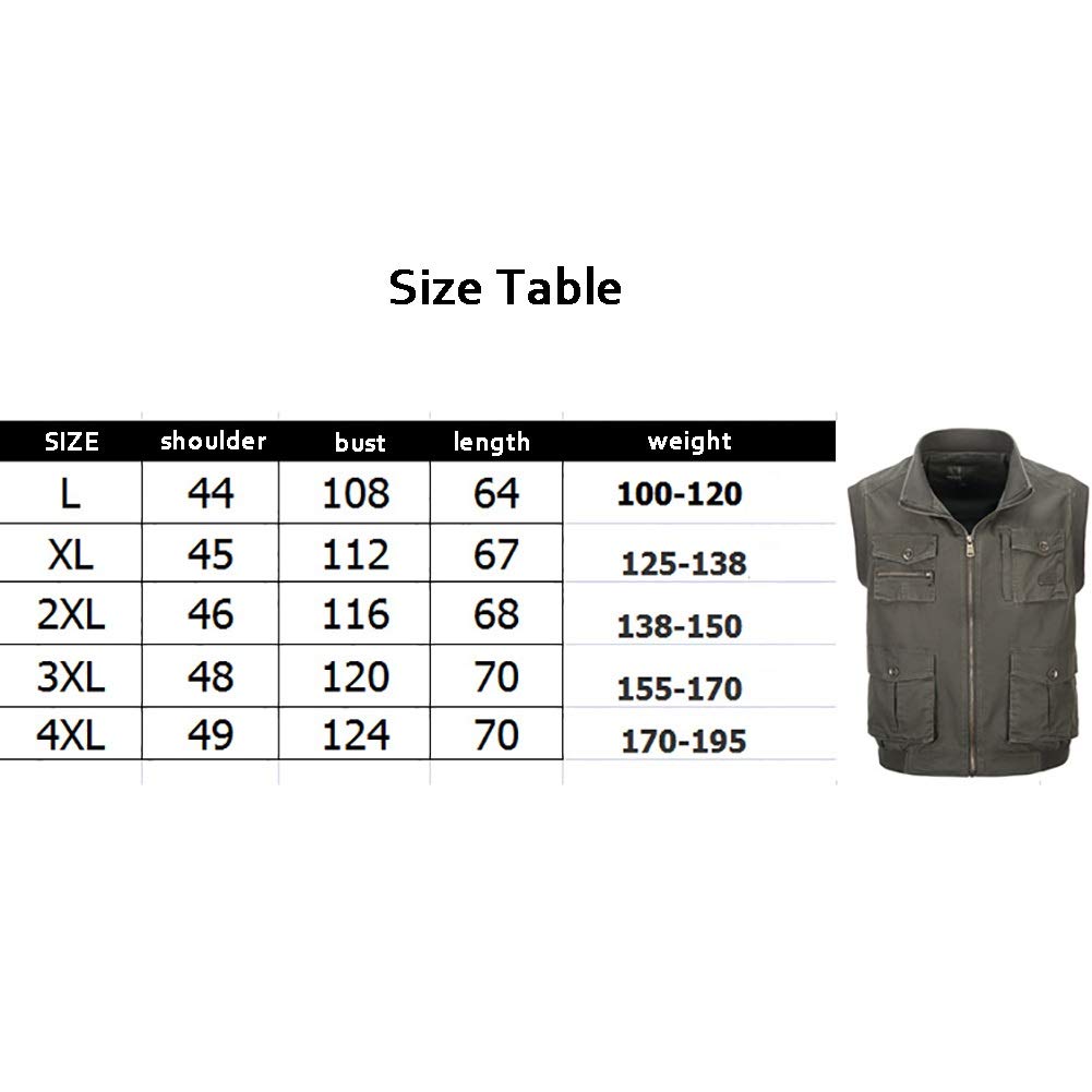 G&F Unisex wędkarstwo Multi-Pocket kamizelka bawełniana bez rękawów, na polowanie, wędrówki, do fotografii, odzież robocza L-4XL (kolor: zielony, rozmiar: 3XL)