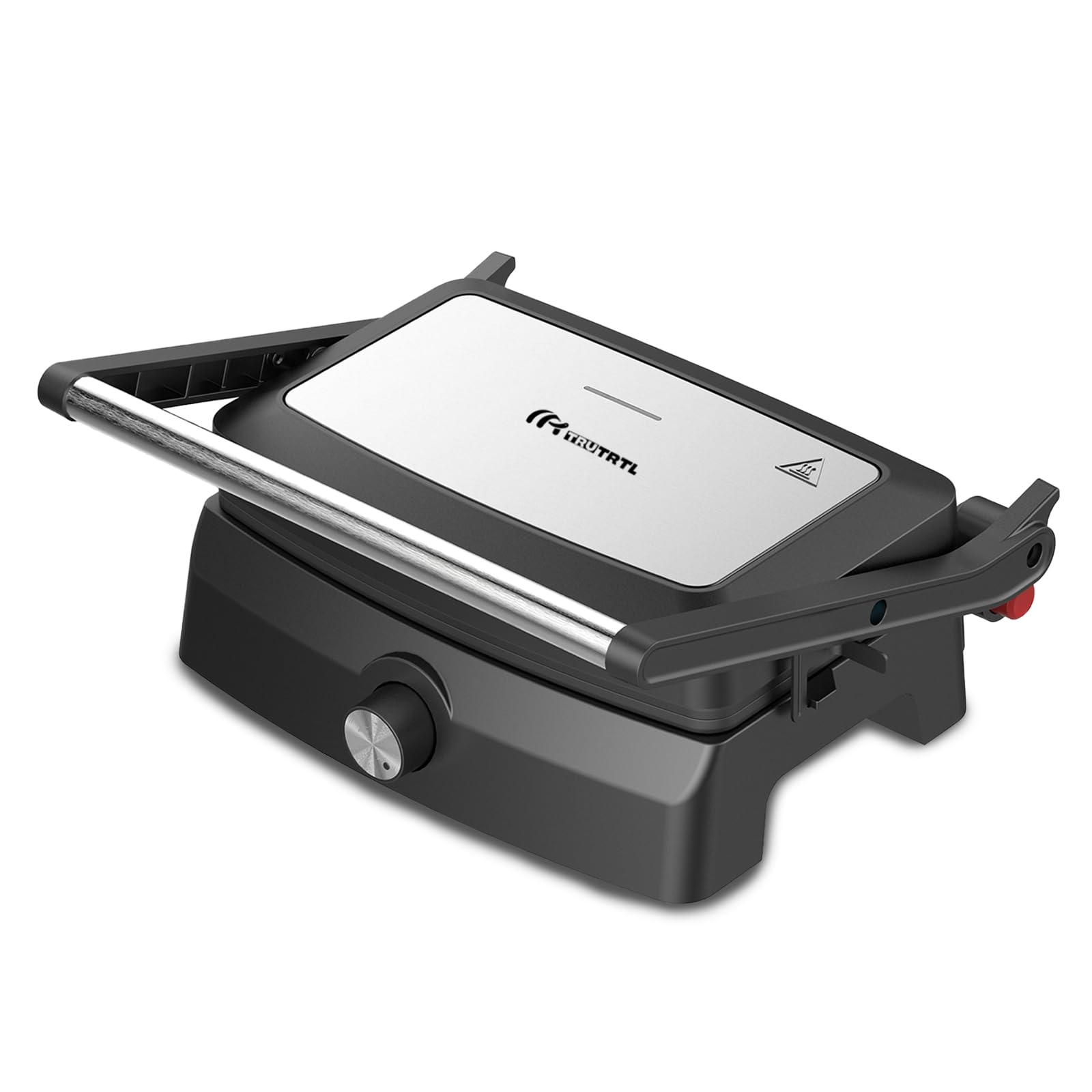 truTRTL Smart 180 degree Griller | German GREBLON Non Stick coating | 1000W with temperature control knob | Grill Paneer Tikka, Kebabs, Chicken Tikka, and more | Auto Cut-Off | Silver