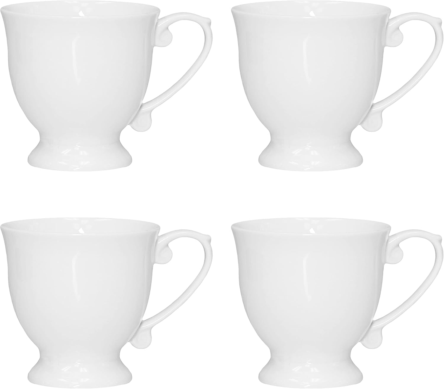 QOUTIQUE Bone China Coffee Mugs - 20 Ounce - Set of 4, Cups for Latte, Hot Tea, Cappuccino, Mocha, Cocoa, Mug Set, Large Coffee Mug, White