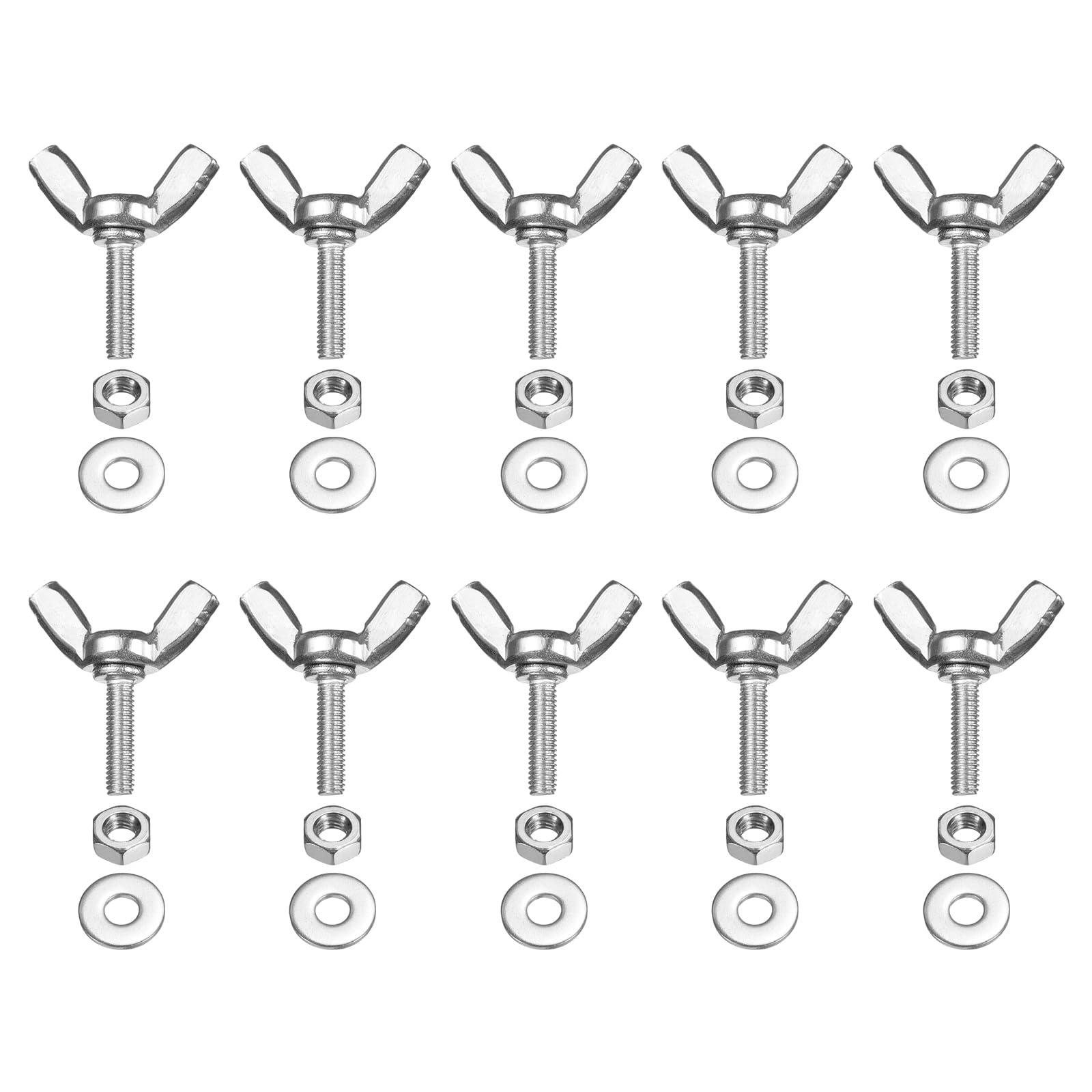 PATIKIL M3-0.5 x 12 mm Wing Butterfly Screw, 10 Pcs 304 Stainless Steel Wing Nuts and Bolts Machine Fastener Thumb Hand Screws for Electronic Equipment DIY Tools, Silver