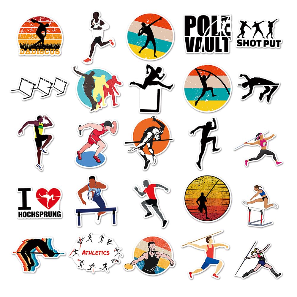 Popular Track & Field Athletics Vinyl Stickers, 50 PCS Waterproof Sports Decals for Laptops Scrapbooking, Journals, Notebooks - Image 2
