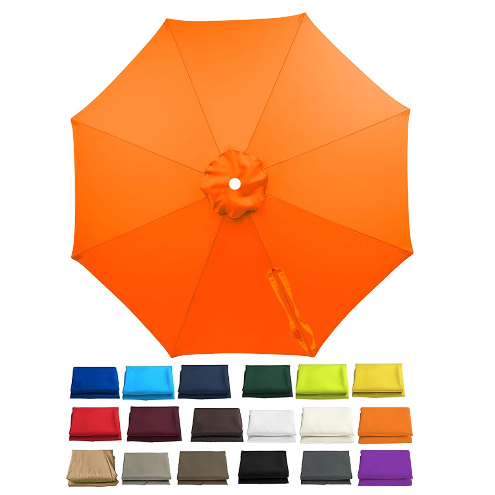 ESOYAWE Garden Parasol Replacement Cover, 2m 2.3m 2.5m 2.7m 3.0m 4.0m 6/8 Arms Sun Umbrella Canopy Replacement Outdoor Market Patio Table, UV-Block Waterproof Polyester Cloth Fabric(Orange,8ribs/4m)