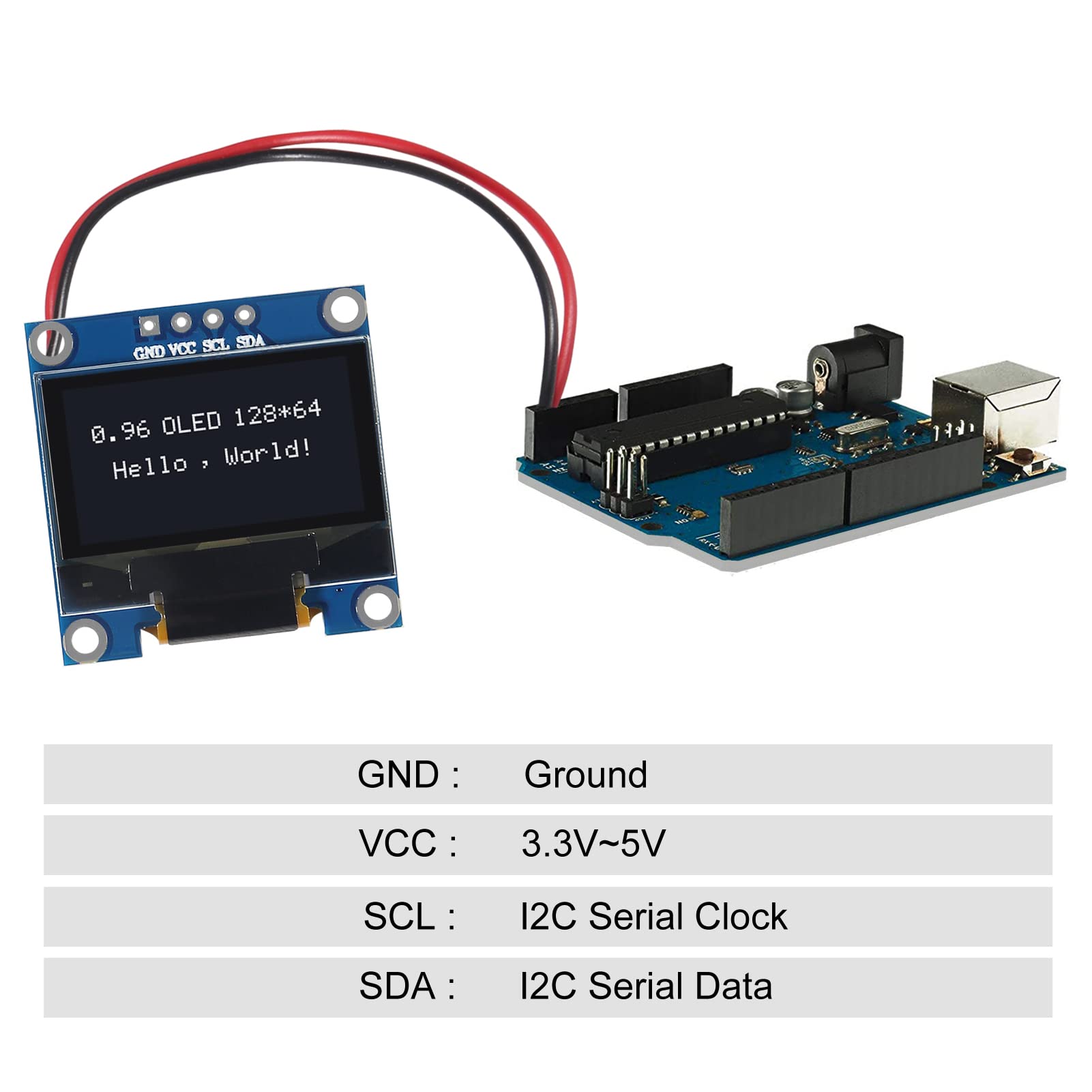 1,54 POLLICI modulo display OLED 128x64 SPI/IIC/Parallelo per Arduino