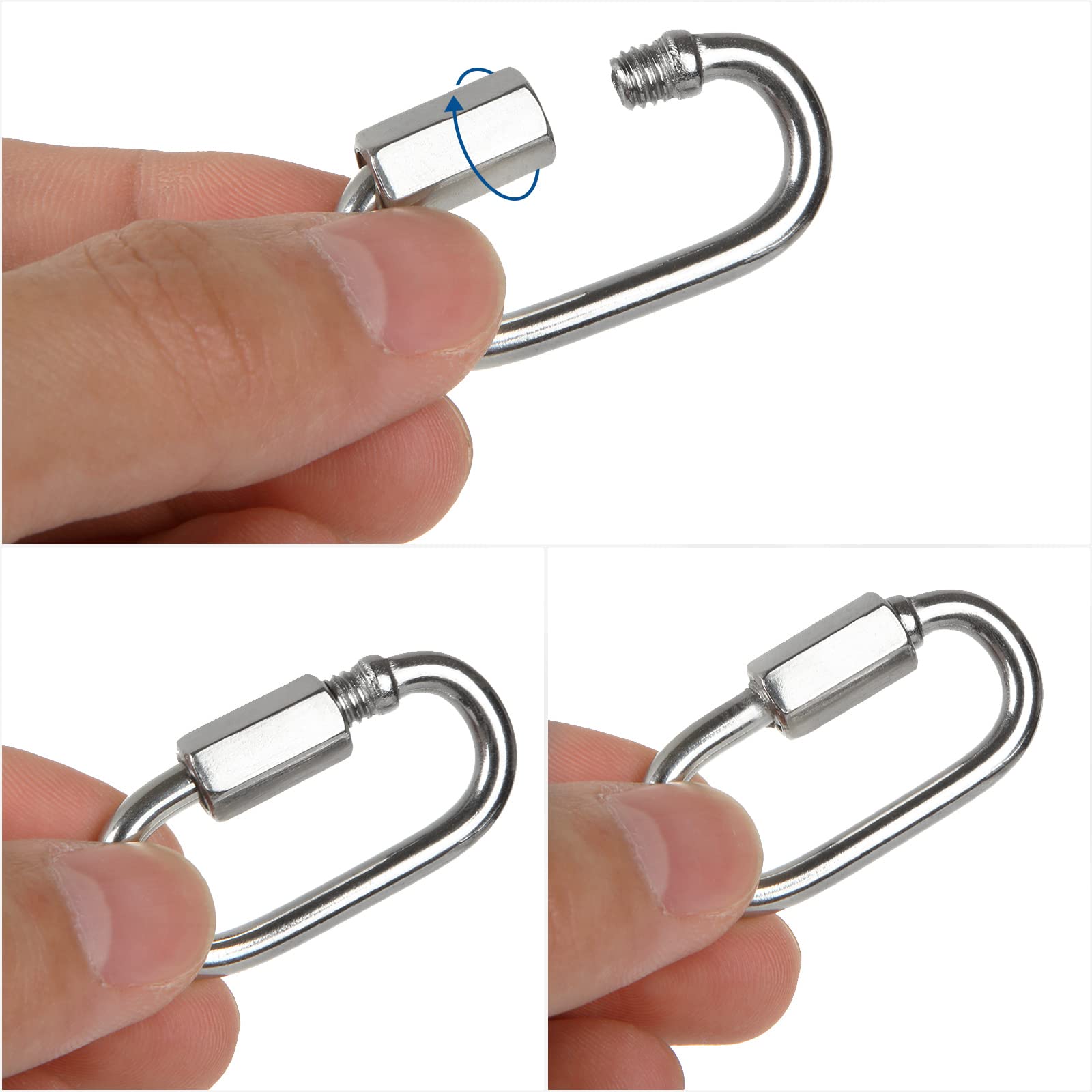Moschettone in acciaio inox a grande apertura CODICE Moschettone grande inox mm 80 D 8mm L 80mm Passaggio 16mm