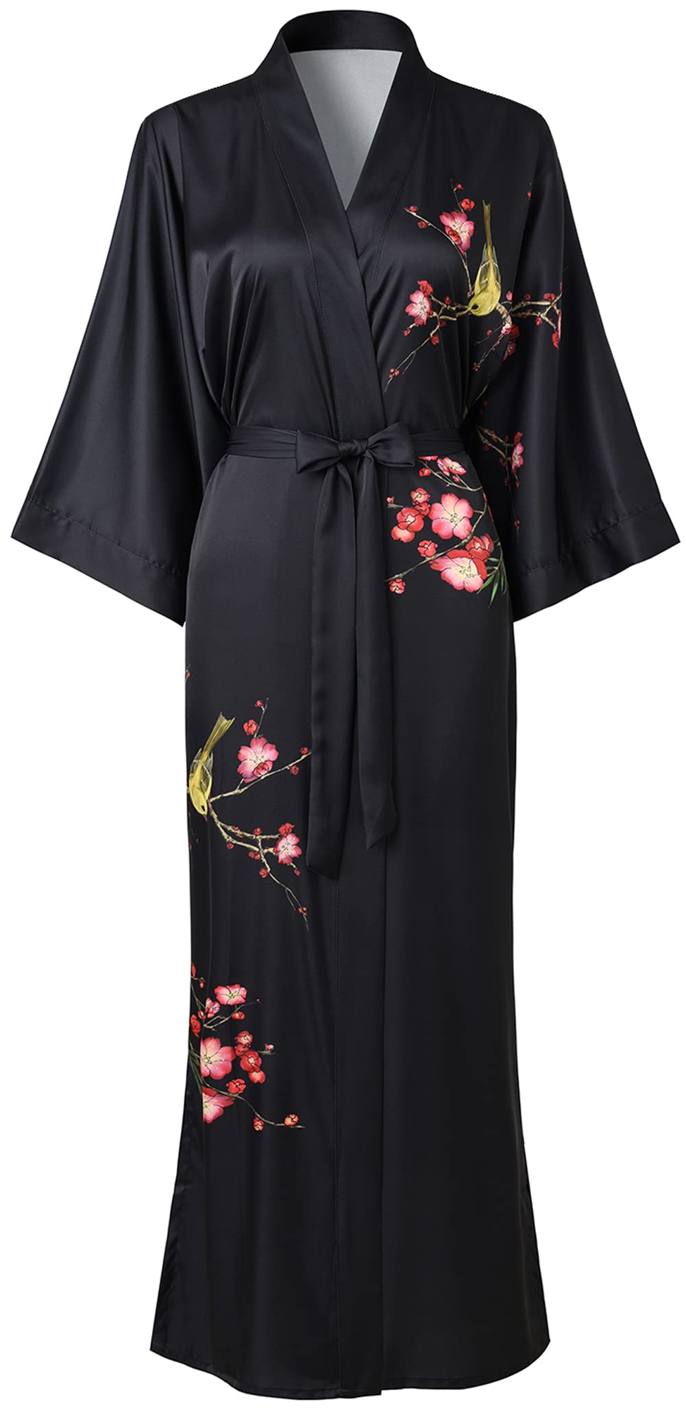 LedamonWomen's Kimono Robe Long for Women - Pocket Floral Bathrobe