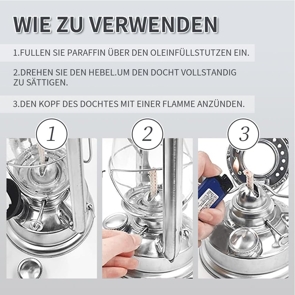 Petroleumlampe Outdoor , Retro Sturmlaterne, Petroleumlampe Geeignet Für Indoor ,Haus, Garten, Camping,25cm (bronze)