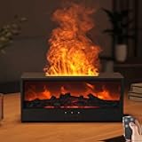 Fireplace Flame Air Diffuser Humidifier,7 Colors Aromatherapy Essential Oil Diffuser,150ml Ultrasonic Cool Mist Humidifier with Remote,3 Gears Timer Shutdown for Home, Bedroom, Office,Yoga (Black)