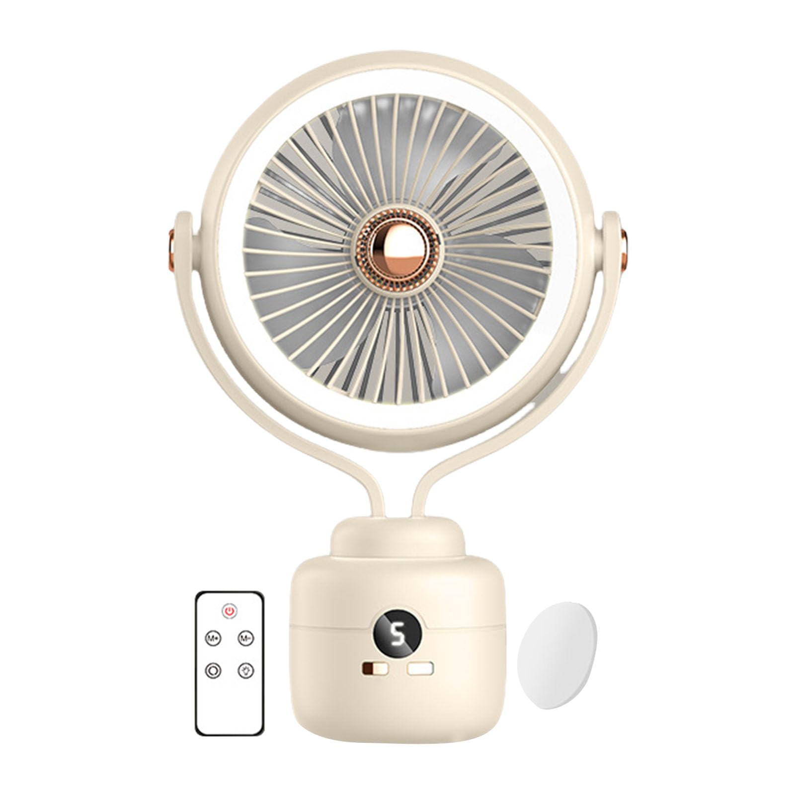Elnwnnkc Portable Rechargeable Desk Fan for and Travel Handheld Camping Fan with USB Charging Quiet Cooling Device LED Camping Light