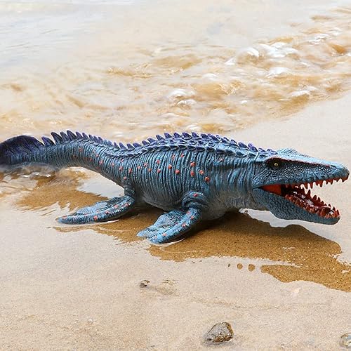 Miniatura 17 de EOIVSH Mosasaurus - Juguete grande de Mosasaurio gigante de pretector oceánico, mordiendo un pterosaurio, monstruo marino prehistórico, figura