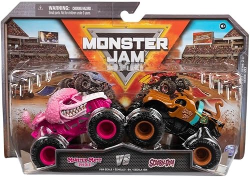 Monster Jam, Monster Mutt Poodle vs Scooby Doo - Camiones monstruo fundidos a presión, escala 1:64, juguetes para niños de 3 años en adelante,