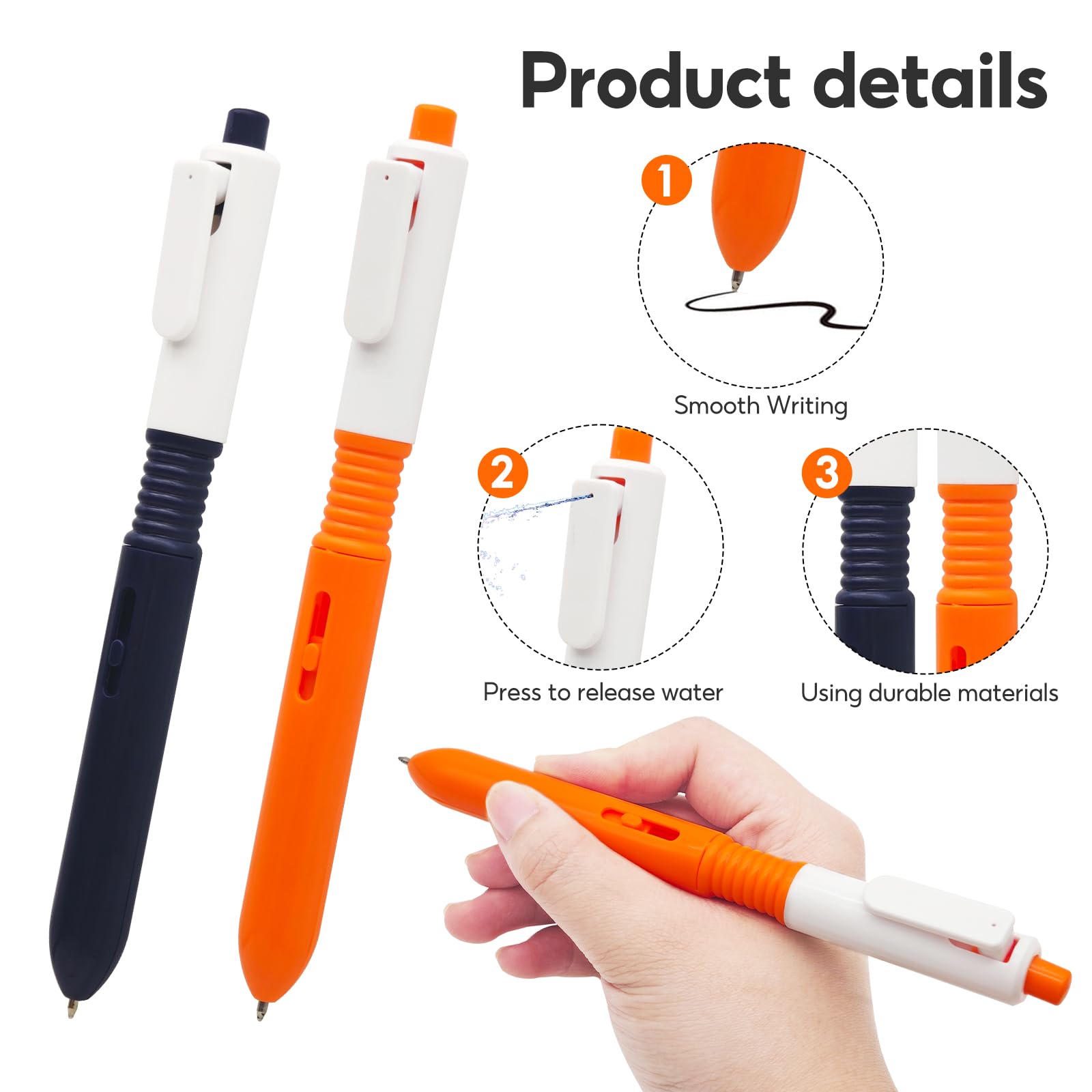 4 pezzi Pennarelli Spruzzatori, Penna a Spruzzo Descrivibile, Penna 2-in-1 a Spruzzo d'Acqua Descrivibile, Penna a Spruzzo per Scherzi, Premere, Per Scherzi da Ufficio Scolastico