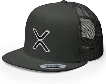 XRP Logo Trucker Hat High Crown Flat Bill Adjustable Crypto Cap