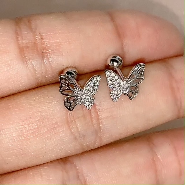 アクセサリー Pt950INFINITE BUTTERFLY PIERCED EARRINGS Amazon.com: 925 Sterling Silver Butterfly Gold Screw Back