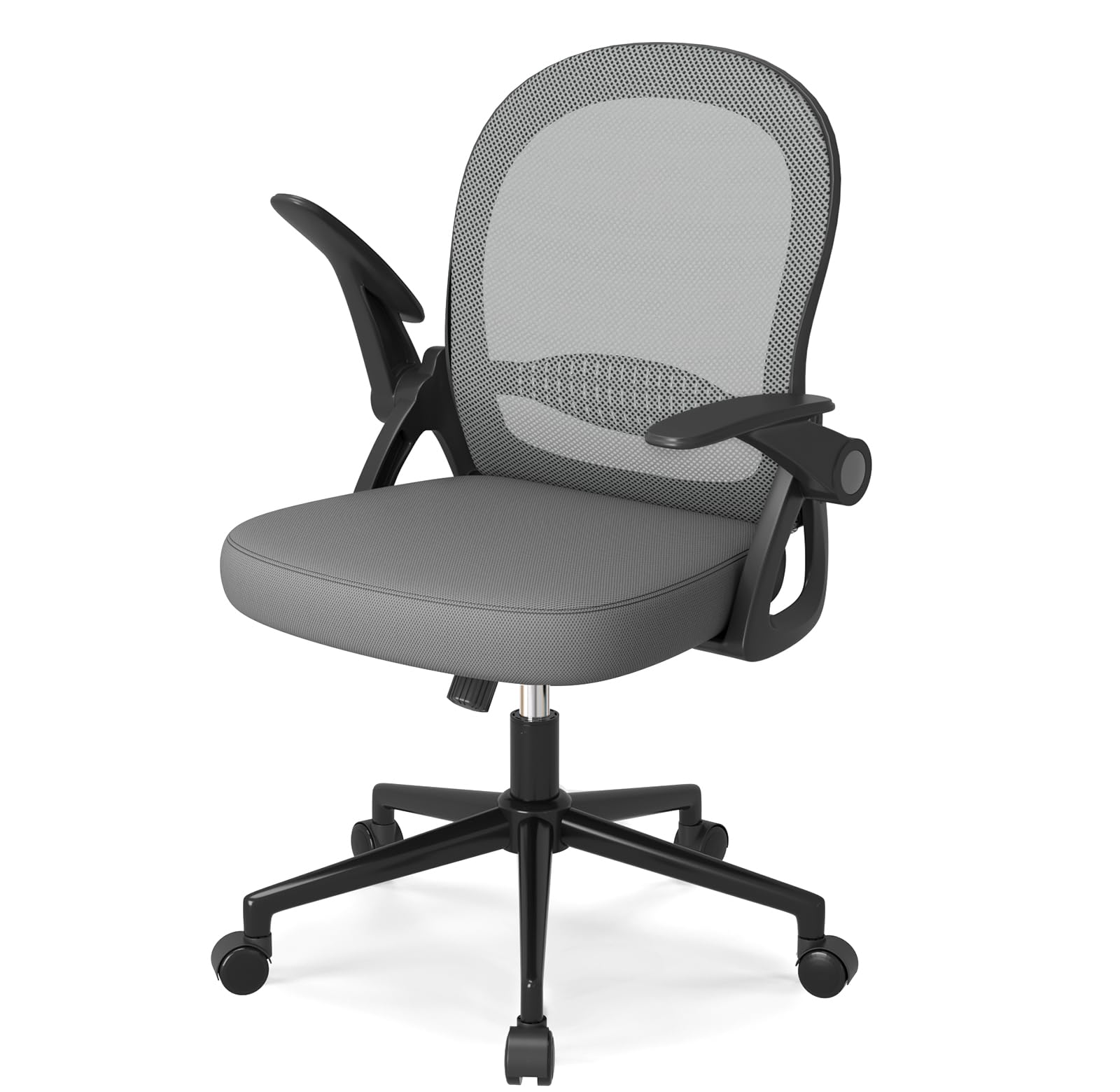 rattantree Ergonomischer Bürostuhl, Schreibtischstuhl mit Atmungsaktiver Rückenlehne, Höhenverstellbarer, Netzstuhl mit Hochklappbaren Armlehnen, Computerstuhl, 360° Drehstuhl für Büro, Dunkelgrau