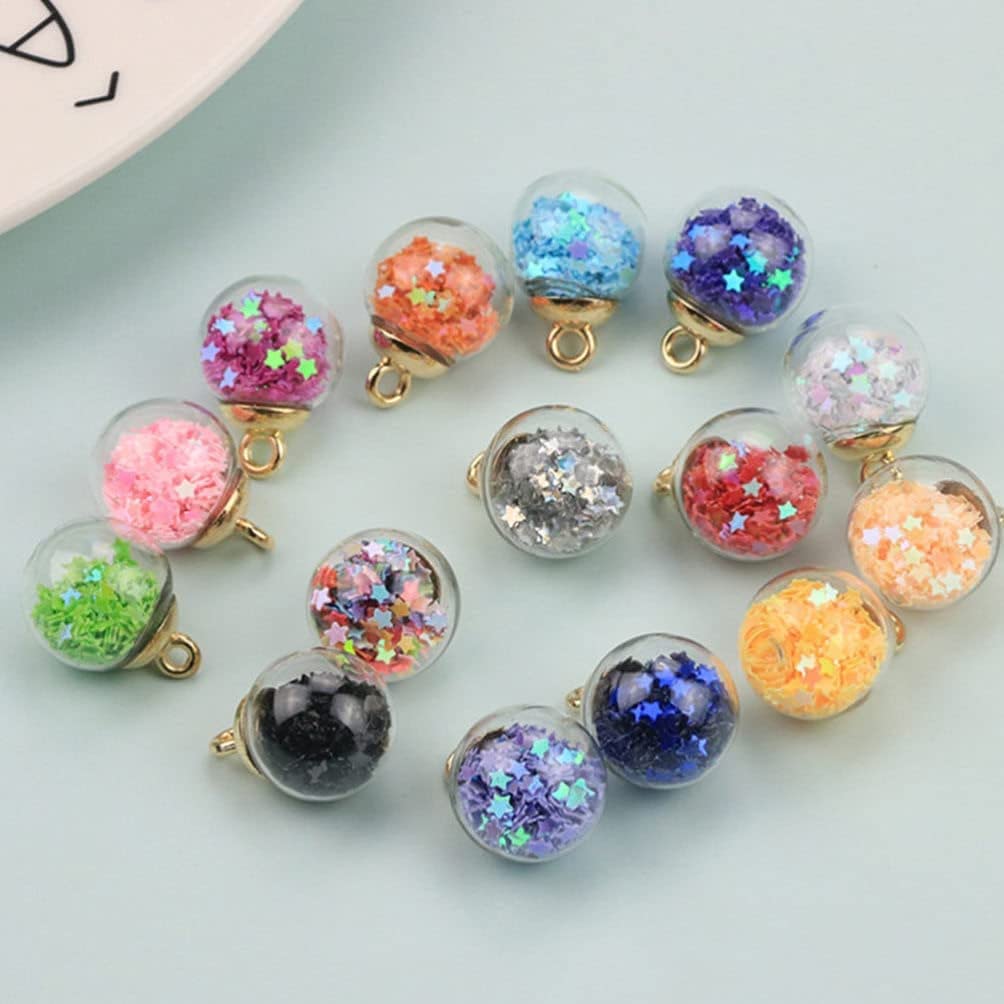 30 Piezas 16mm Bolas Cristal Mixto Colgantes con Lentejuelas Brillantes para Hacer Colgantes de Collar, Aretes, Bricolaje Artesanía