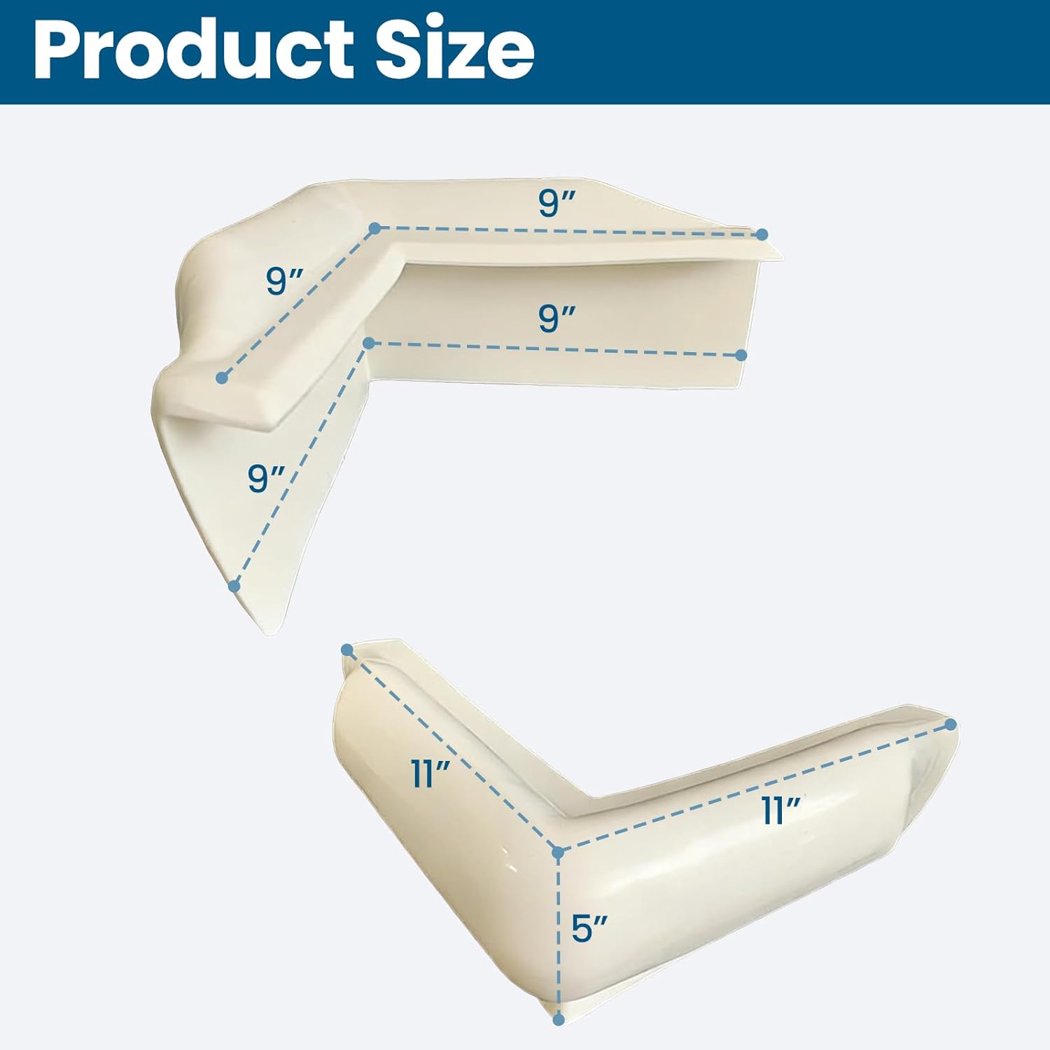 90 Degree Vinyl Boat Dock Corner Bumper - Marine Dock Corner Guard, 9" L x 9" W x 5" H, 2 Pcs