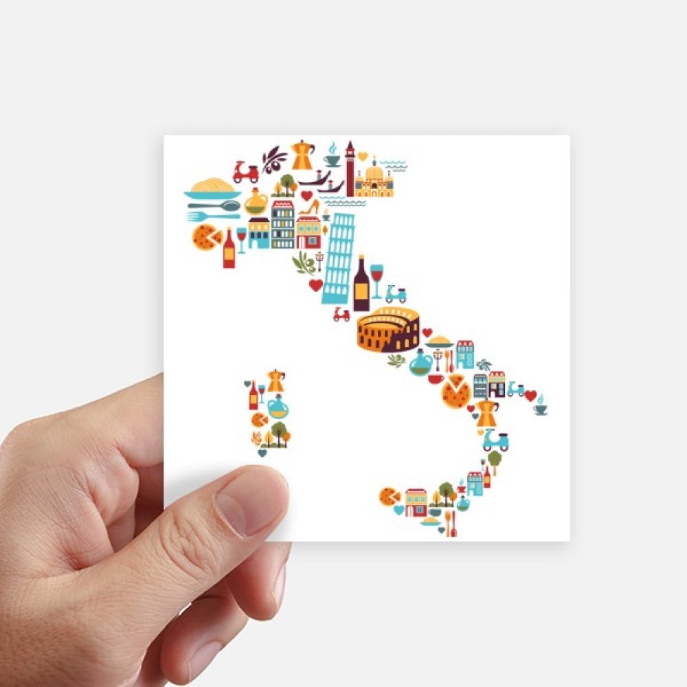 Autocollant Italie drapeau paysage stickers carrés 10cm