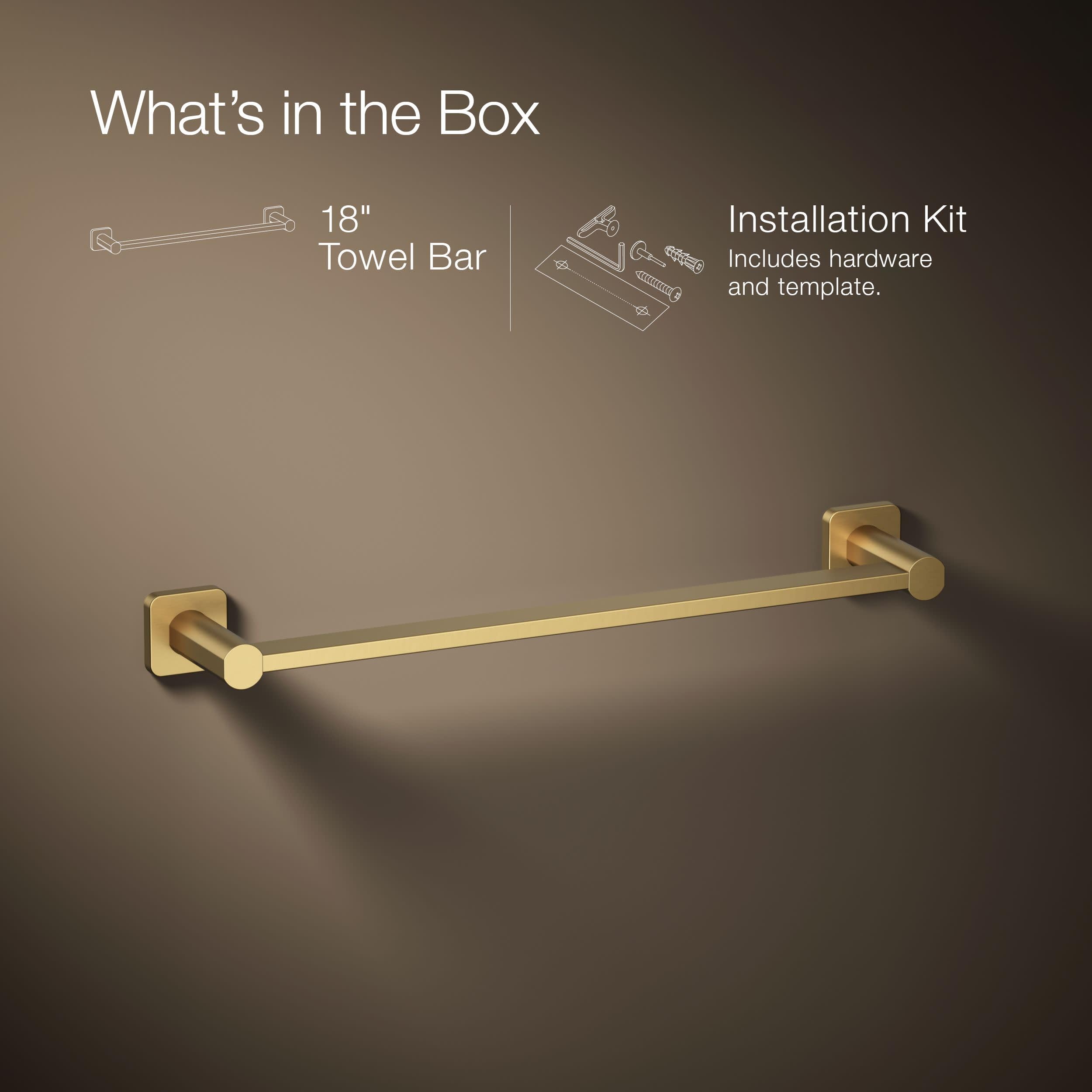 Kohler 23524-2MB - Toallero Paralelo de 18 Pulgadas, toallero, Soporte para Toallas, latón Cepillado Vibrante Moderno