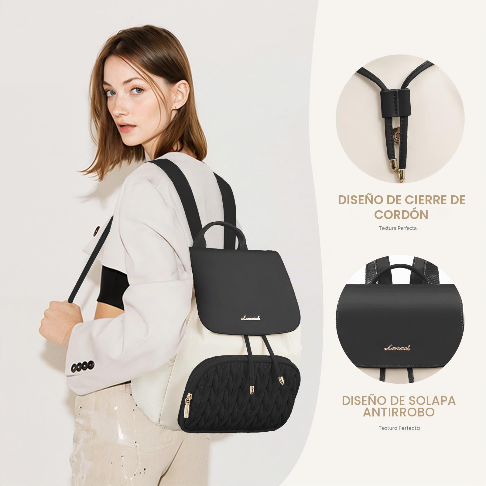 LOVEVOOK Mochila pequeña para mujer, resistente al agua, bolso de mano 2 en 1, mini bolso de día, mochila para mujer, elegante, para ocio, escuela, viajes, trabajo