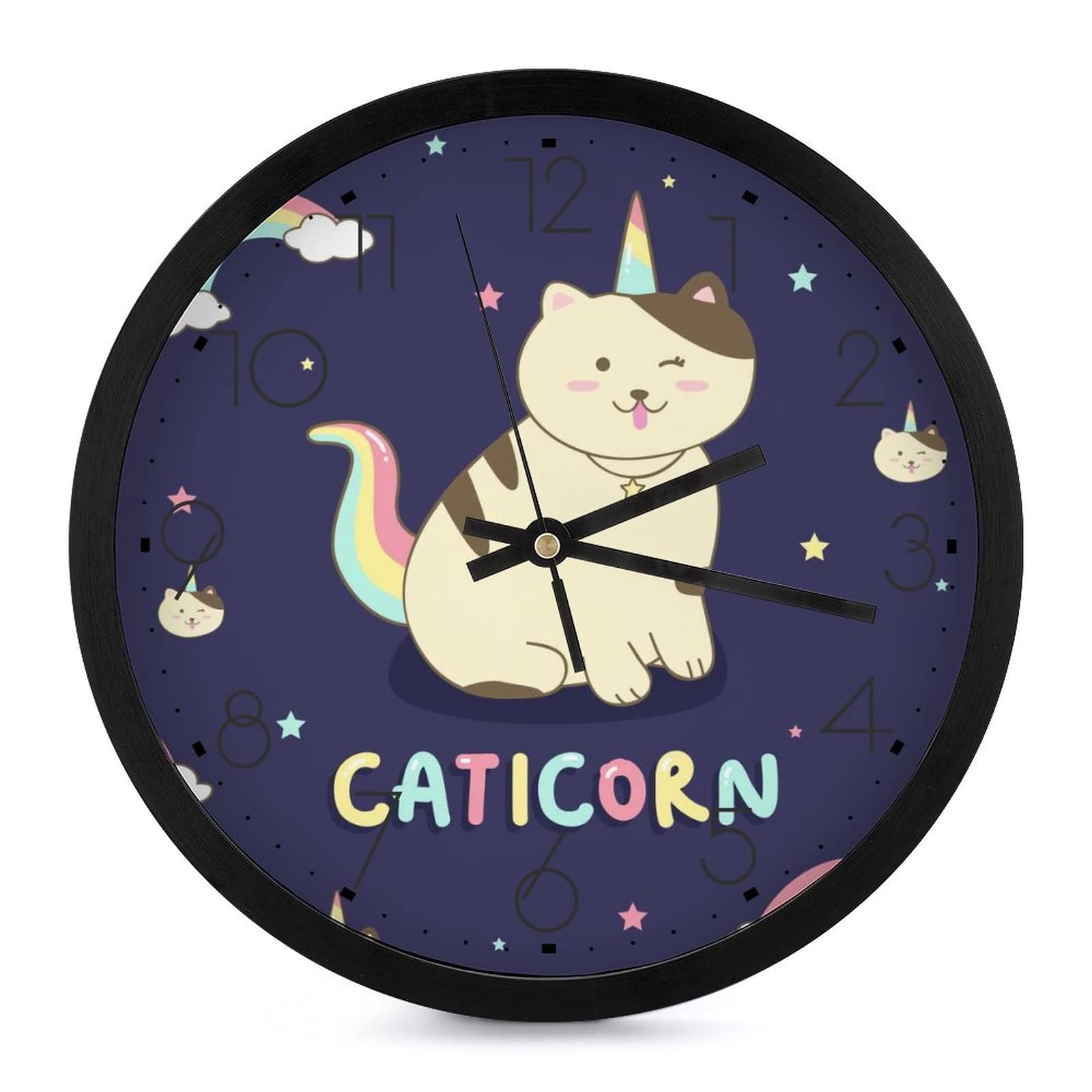 Pendule murale chat licorne moderne 25.4cm, le cadeau idéal pour décorer une classe