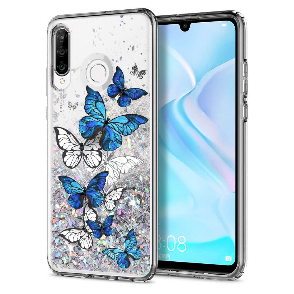 Custodia Per Huawei P30 Trasparente Con Bordi In TPU - Design Farfalle, Morbida E Antiurto