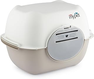 Rotho MyPet Bella Cat Litter Tray with Lid and Flap, Plastic (PP Recycled), Cappuccino product image