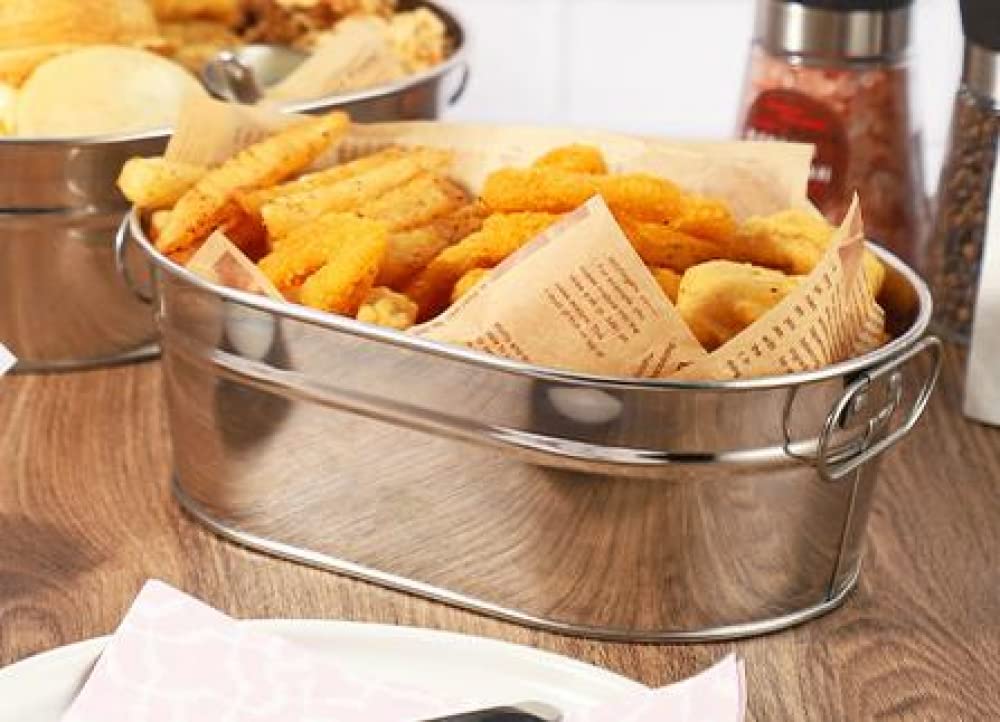 Cubo de Metal para Aperitivos de Acero Inoxidable, Cubo para Pepitas de Pollo, Plato para mariscos, contenedor, Bandeja para Servir Comida para Fiestas