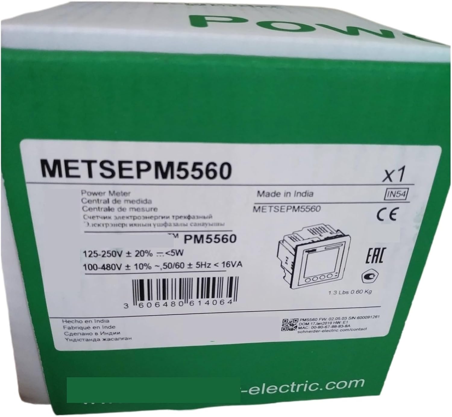 METSEPM5560 Power Meter product packaging