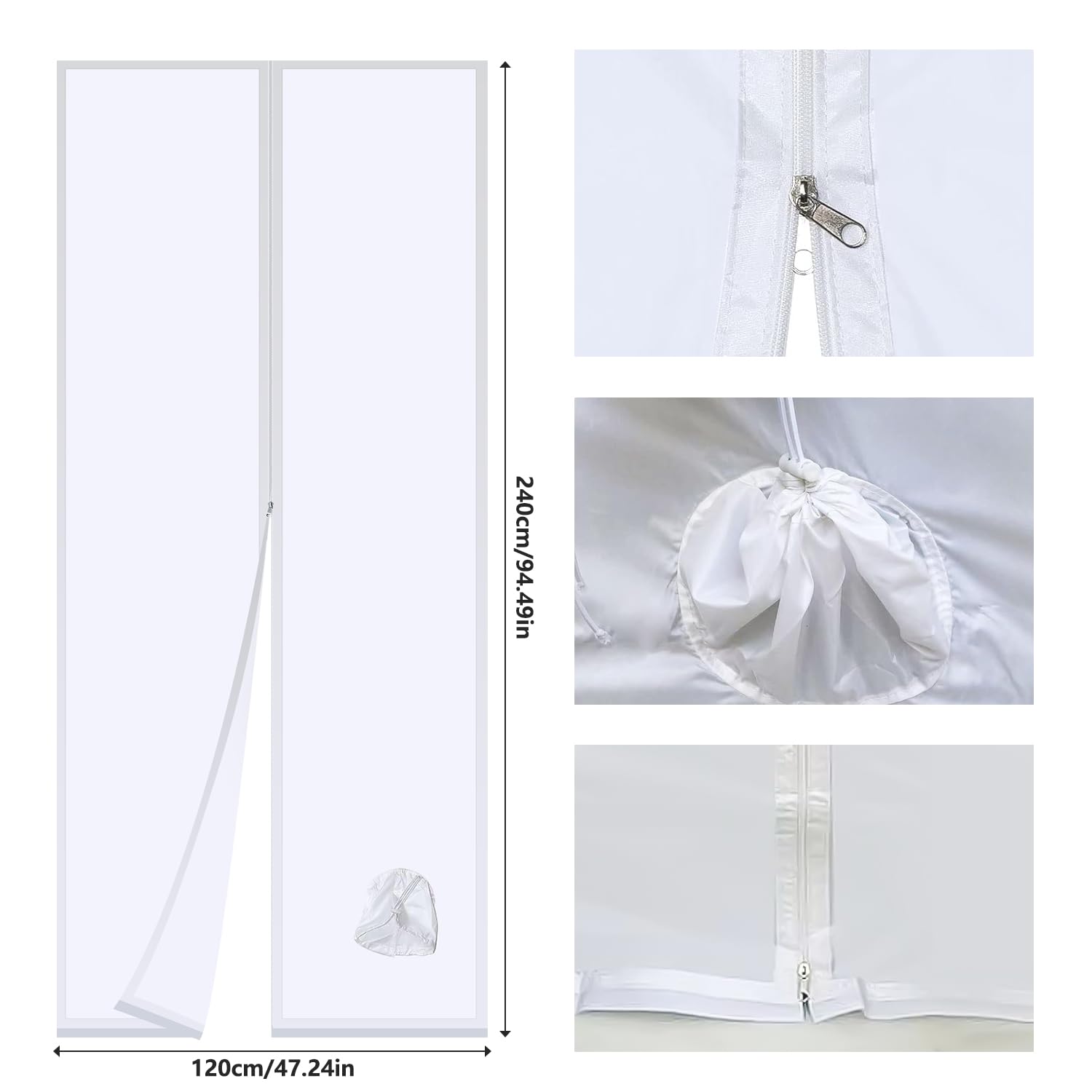 Guarnizione Condizionatore Portatile per Porte, Tenda per Condizionatore Portatile, con Prolunga Del Tubo Flessibile Cucita, Facile da Montare (120 × 240cm)