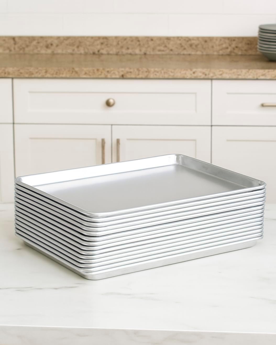 Full Size Aluminum Bun/Sheet Pans – 18" x 26", 19 Gauge, Wire in Rim, Commercial Grade – 12/Case