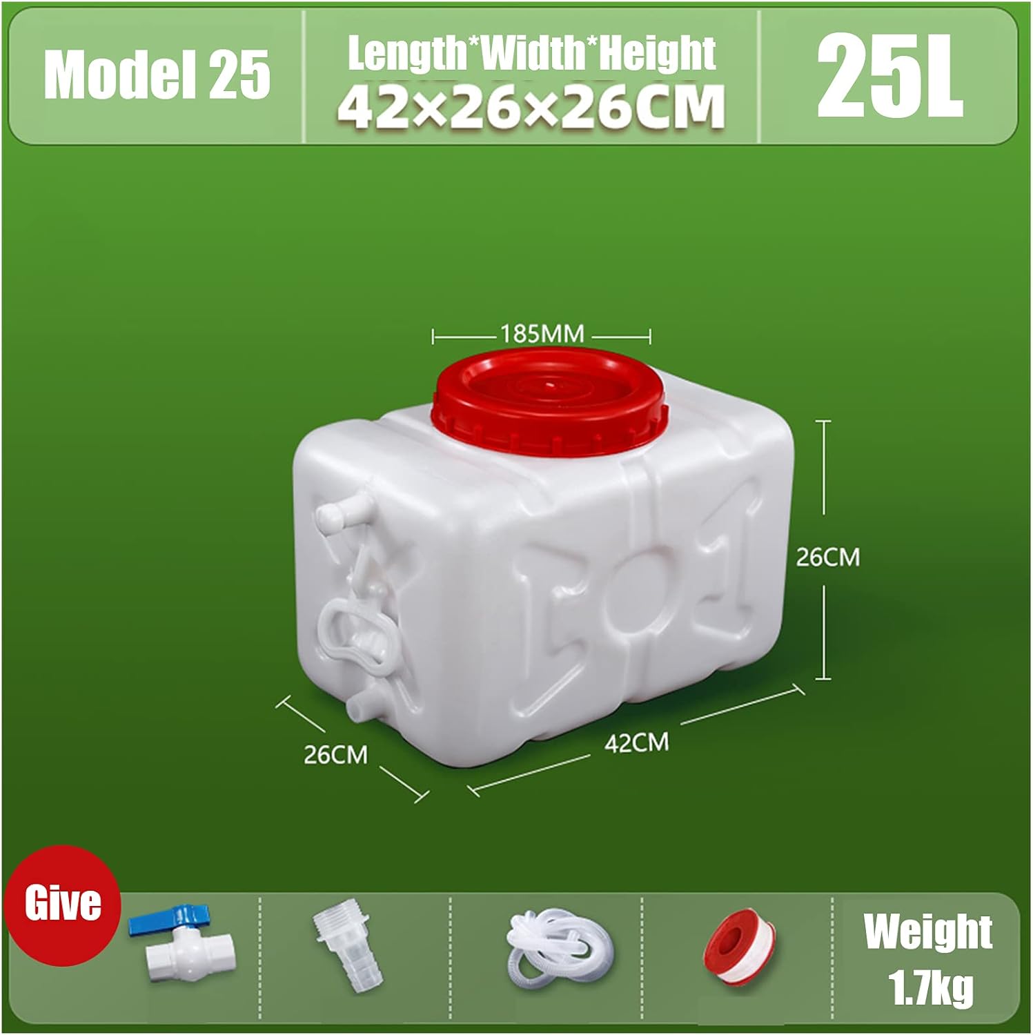 Water Tank White Camping & Hiking Water Storage Water Container，25L/45L/75L/145L/200L Cold Water Camping Water Storage Carrier Jug，Domestic Water Storage Tanks，Camping Water Storage Carrier (Size:25L)