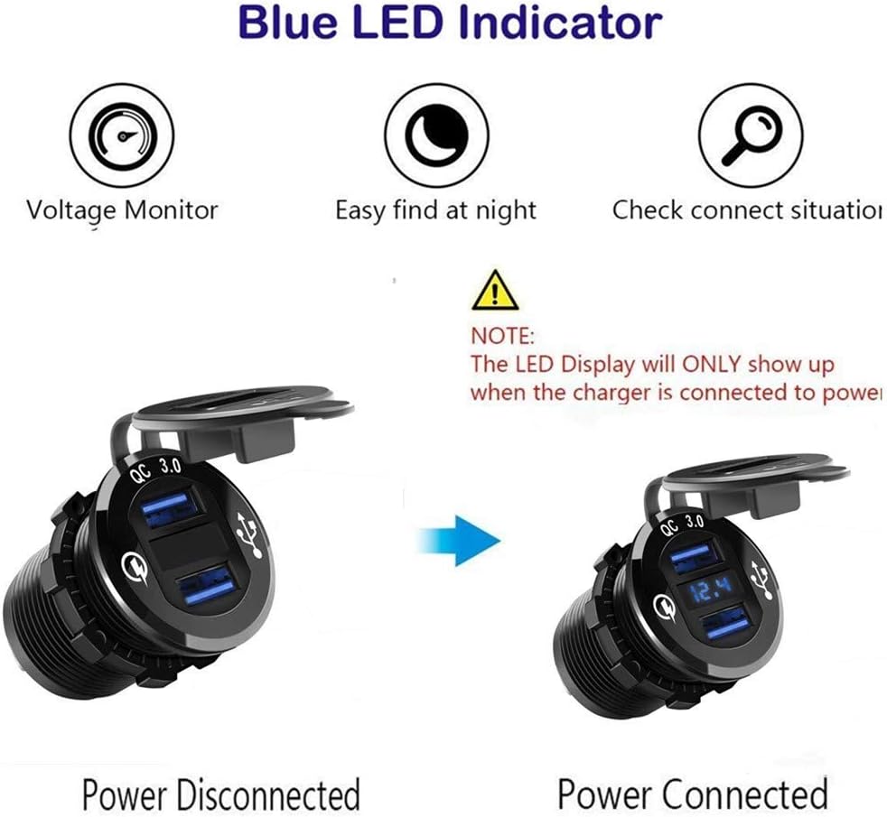 Switchtec 4 or 6 Gang Rocker Toggle Switch 12V Panel w/Quick Charge 3.0 USB Charger & Voltmeter, RED or Blue Led. All are Pre-Wired in Surface Mount Box Enclosure. (Blue 6 SWITCHES) : Automotive