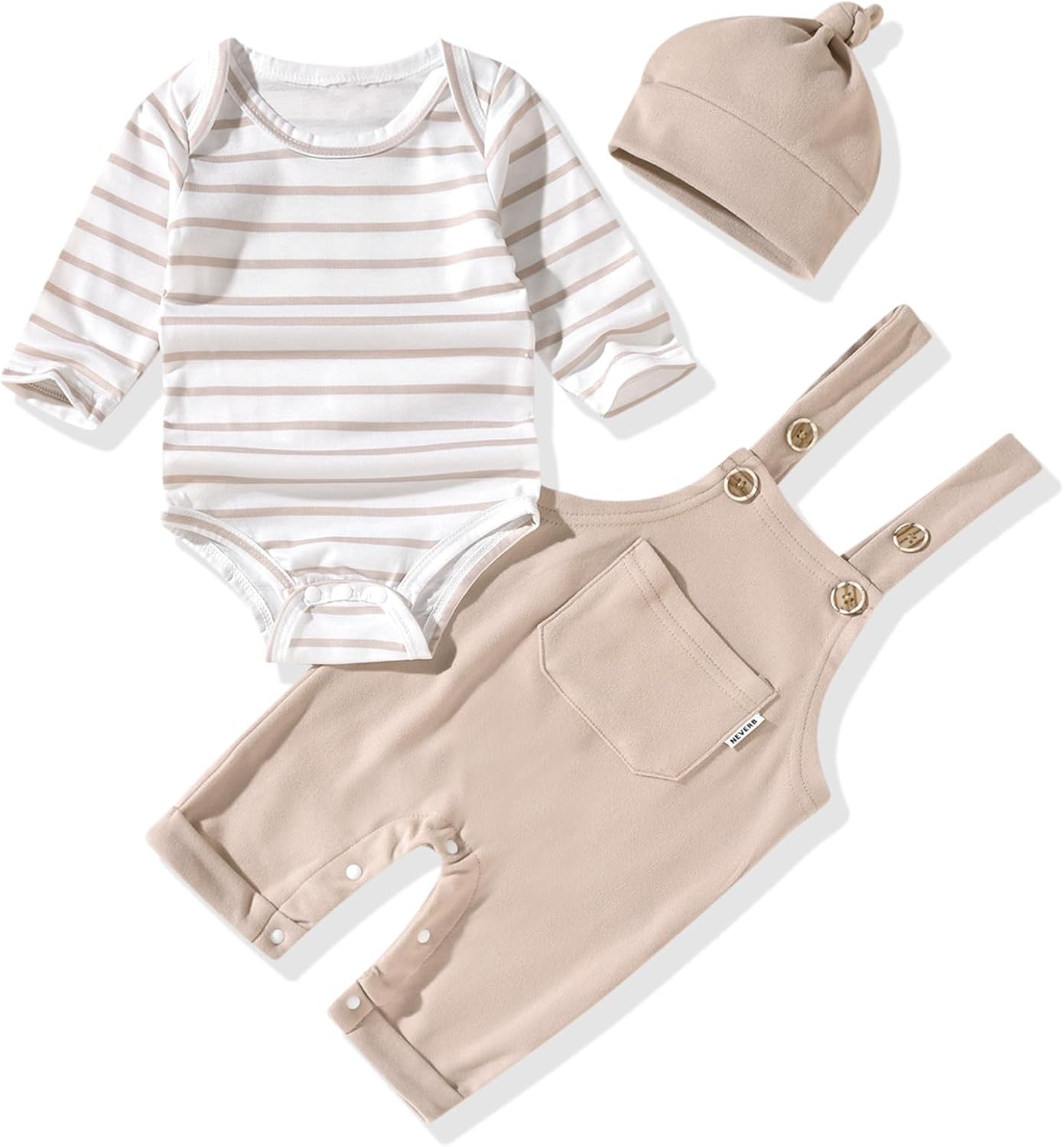 Unutiylo Baby Boy Outfits Long Sleeve Romper Suspenders Overall Pants Set Fall Winter Clothes With Hat