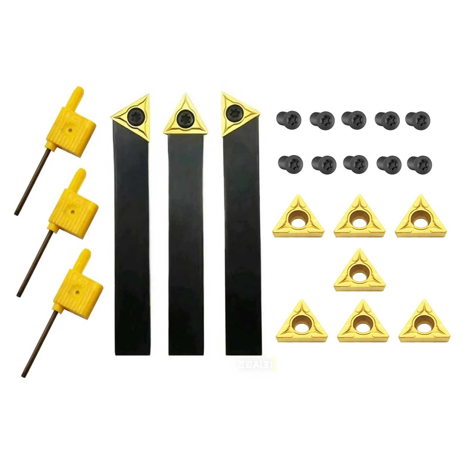 3/8 Zoll Hartmetall-Drehwerkzeughalter Set 3 Stück für Drehmaschine passend für TCMT110204 / TCMT21.51 Wendeschneidplatten 10 Stück im Lieferumfang CNC-Drehwerkzeug für Stahl