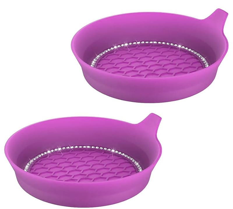 Kit com 2 Porta-Copos para Carro em Silicone com Strass Roxo BFXM