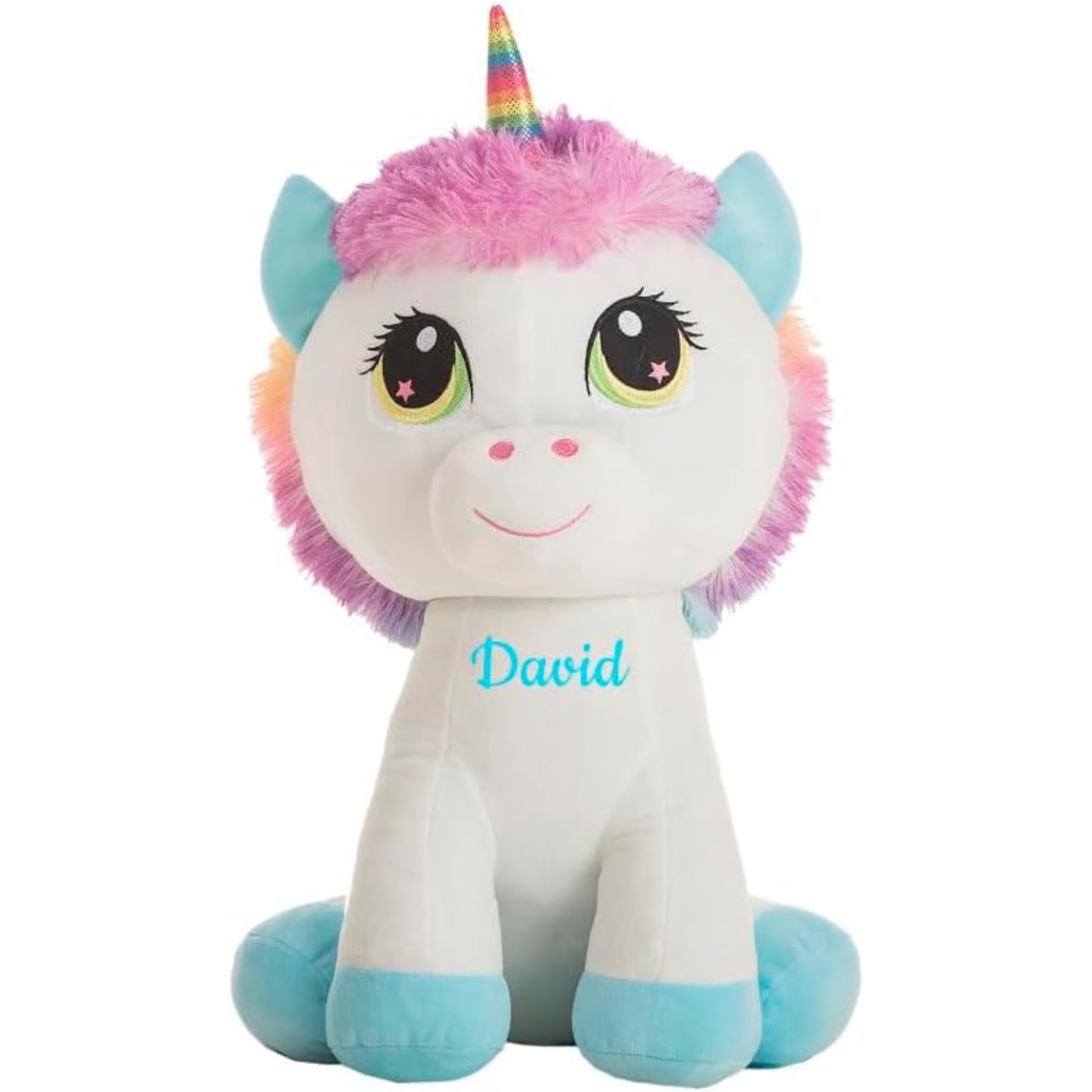 Peluche Unicornio Personalizado 40 cm con Diseño Adorable y Tacto Suave Perfecto como Regalo De Cumpleaños Navidad Peluche Personalizado con Nombre Unicornios para niñas y niños (Azul)
