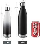MEWAY 17oz Sport Water Bottle 12 Pack Vacuum Insulated Stainless Steel Sport Water Bottle Leak-Proof Double Wall Cola Shape Water Bottle,Keep Drinks Hot & Cold (White,12 Pack)