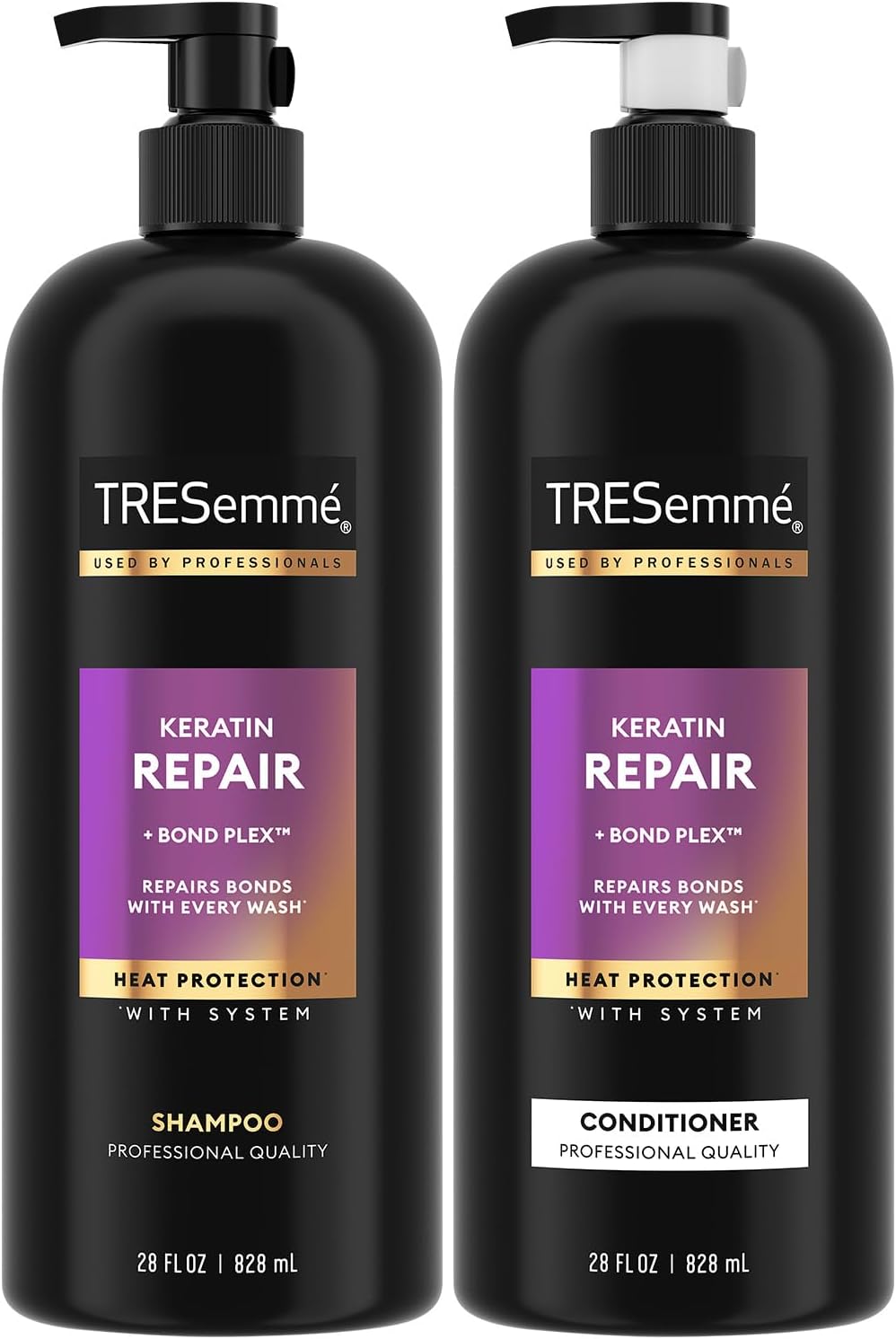 Shampoo and Conditioner, Keratin Repair – Bond Repair Hair Treatment, Frizz Control, 28 Oz Ea
