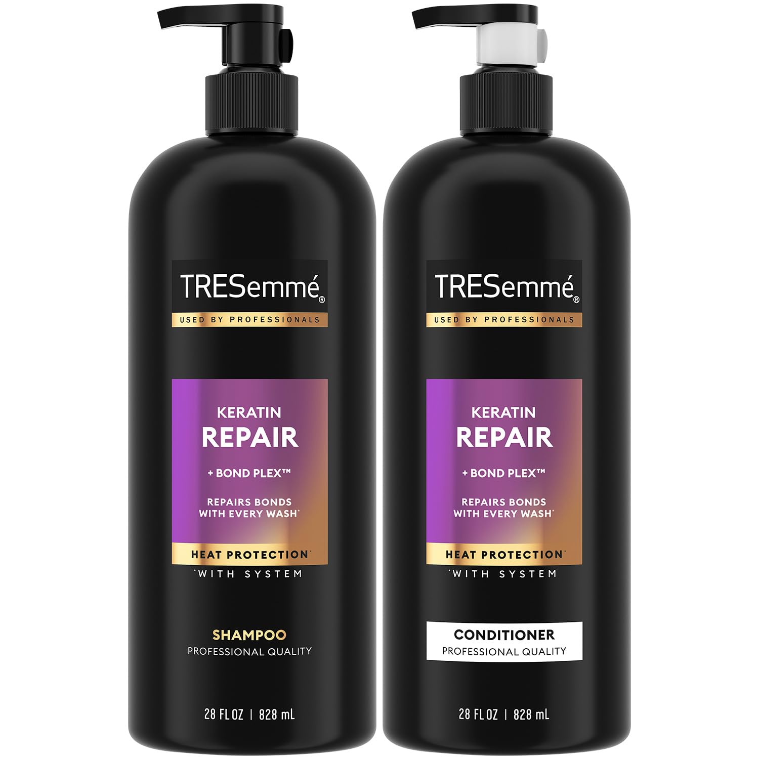Shampoo and Conditioner, Keratin Repair – Bond Repair Hair Treatment, Frizz Control, 28 Oz Ea